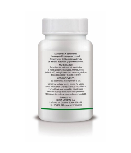 Vitamina K Liberación Sostenida 100 comp. Soria Natural
