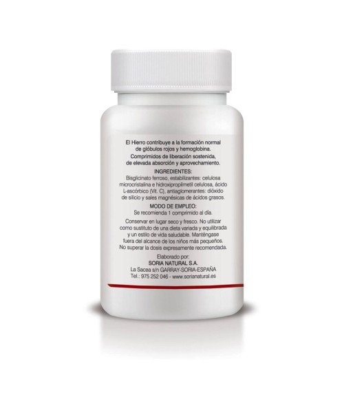 Hierro con Vitamina C Liberación Sostenida 60 comp. Soria Natural
