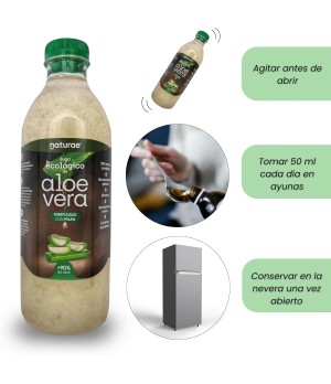 Jugo Orgánico de Aloe Vera con Pulpa 1.000 ml consumo - Naturae