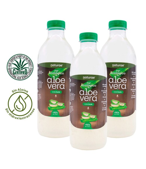 Jugo Orgánico de Aloe Vera con Pulpa 1.000 ml - Naturae x 3 botellas