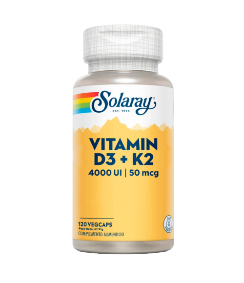 Vitamin D3+K2 (MK-7) 120 VegCaps. - Solaray