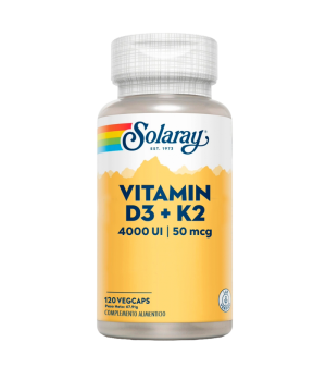 Vitamin D3+K2 (MK-7) 120 VegCaps. - Solaray