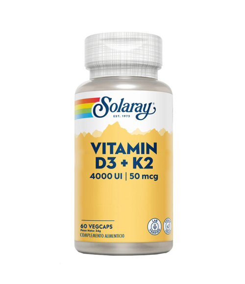 Vitamin D3+K2 (MK-7) 60 VegCaps. - Solaray