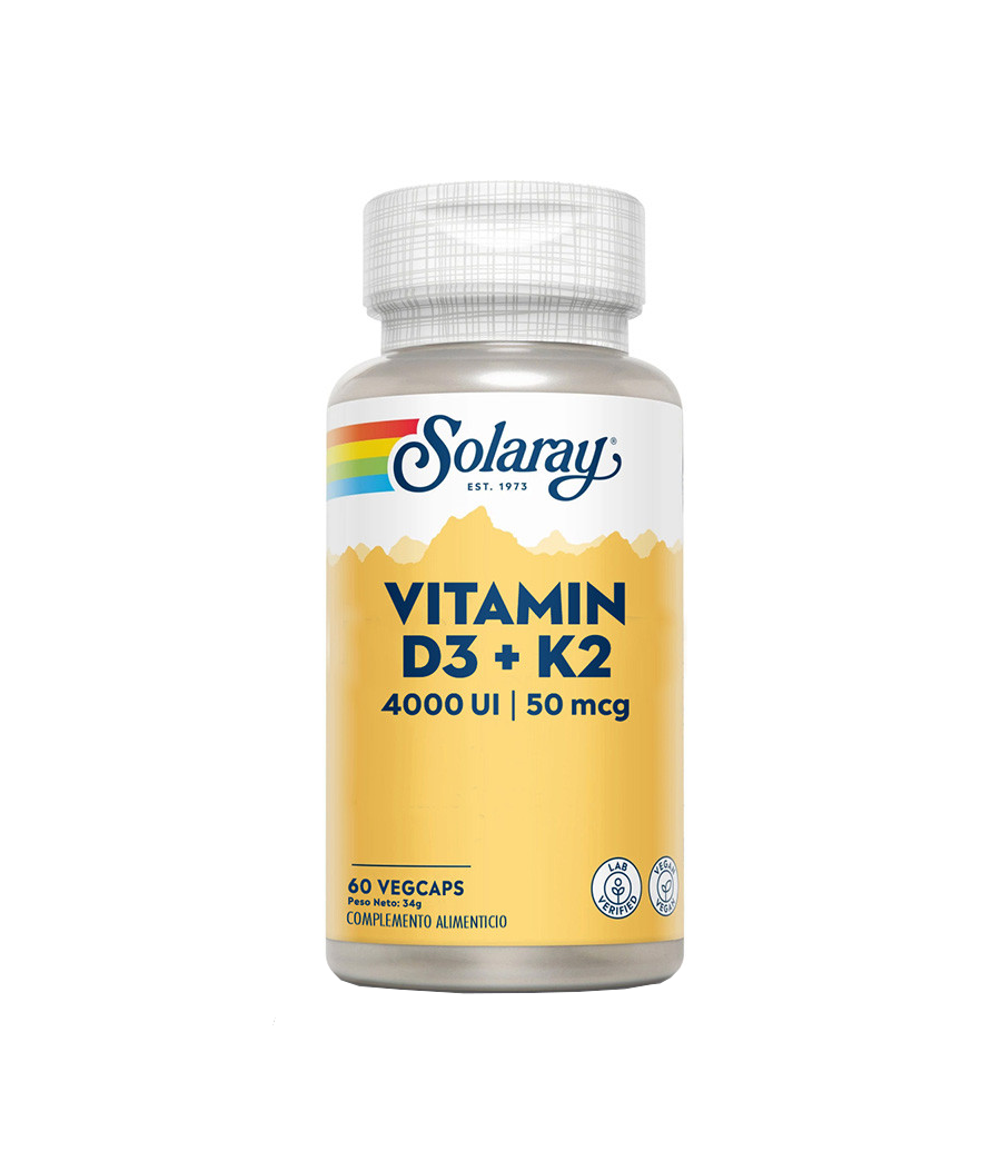 Vitamin D3+K2 (MK-7) 60 VegCaps. - Solaray