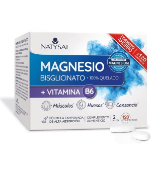 Magnesio Bisglicinato 100% Quelado + Vitamina B6 120 cap. Natysal