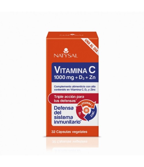 Vitamina C 1000 mg + D3 + Zn 32 cáp. Natysal