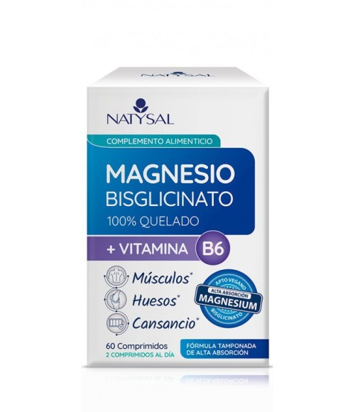 Magnesio Bisglicinato 100% Quelado + Vitamina B6 60 cap. Natysal